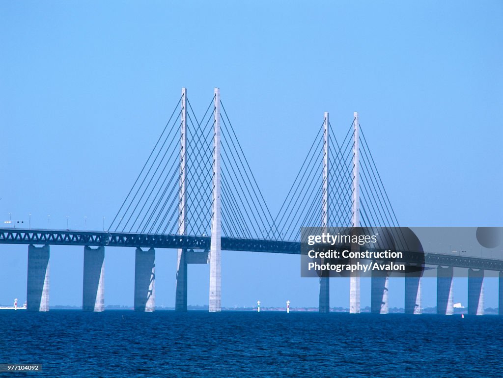 Oresund Bridge. Linking Malmo, Sweden and Copenhagen, Denmark.
