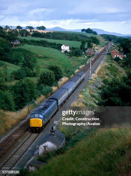 Culgaith, Settle and Carlisle line. No.45.065 heads north for Culgaith Tunnel with the 16.05 ex Leeds for Carlisle. .