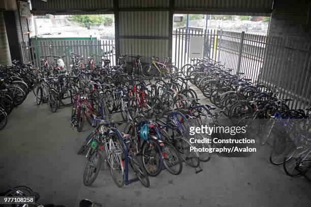 Cycle storage facilities at St Albans City station, Hertfordshire 3rd May 2007.