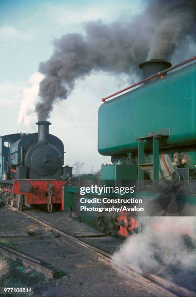 Kitson 0-6-0ST Caerphilly, ex Stewarts & Lloyds mineral division and an Andrew Barclay 0-4-0ST at Storefield Ironstone near Corby. Thursday 21st...