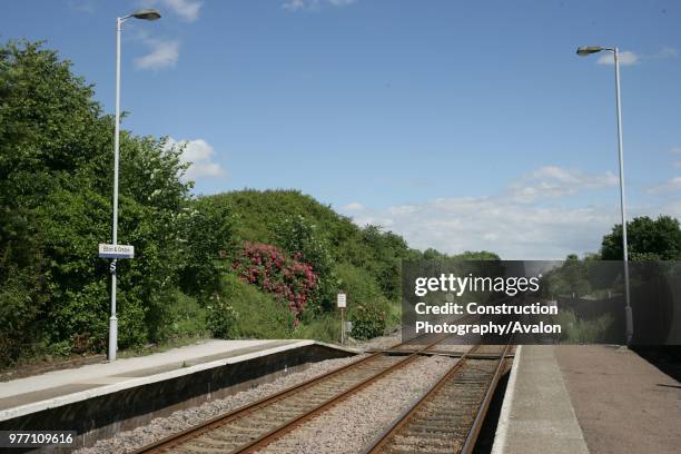 General view of the platforms and lighting at Elton and Orston station, Lincolnshire 29th June 2007.