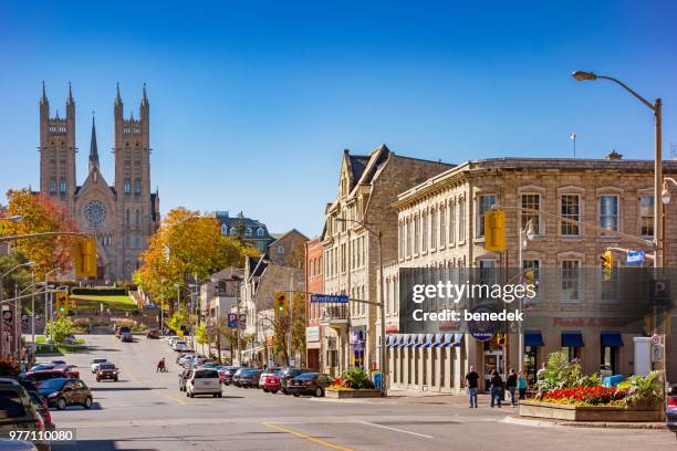 macdonell street in downtown guelph ontario canada - guelph imagens e fotografias de stock