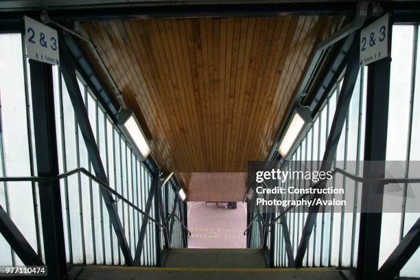 Pedestrian footbridge at St Albans City station, Hertfordshire 3rd May 2007.