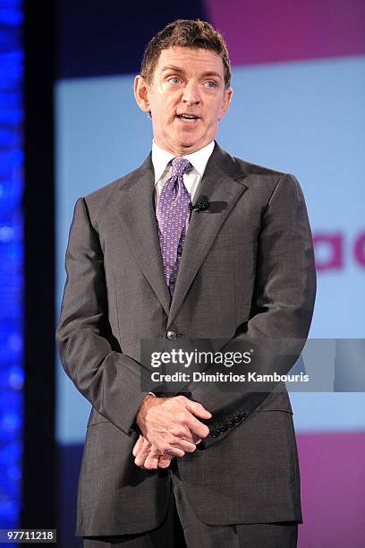 Producer Michael Patrick King speaks onstage at the 21st Annual GLAAD Media Awards at The New York Marriott Marquis on March 13, 2010 in New York,...