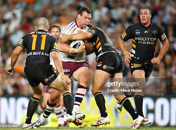 Jason King of the Eagles in action during the round one NRL match between the Wests Tigers and the Manly Warringah Sea Eagles at the Sydney Football...