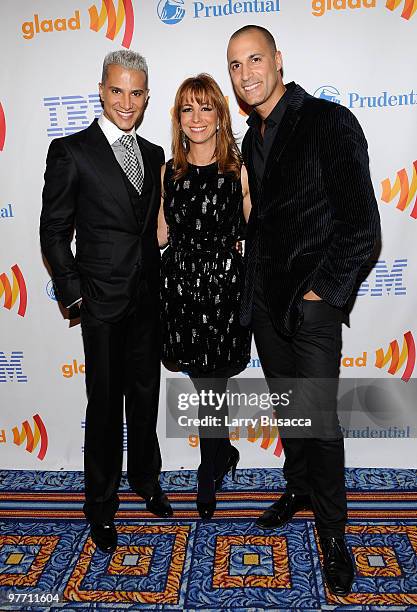 Jay Manuel, Jill Zarin, and Nigel Barker attend the 21st Annual GLAAD Media Awards at The New York Marriott Marquis on March 13, 2010 in New York,...