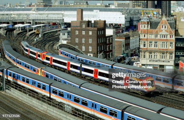 The new livery of a pair of SWT's new Turbostar units is in contrast with the modified Network South East livery adopted when SWT first became the...