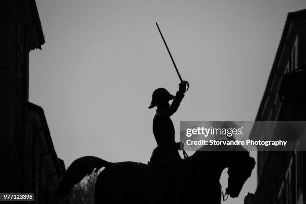 king carlo alberto at piazza carlo alberto - astrologisches luftzeichen stock-fotos und bilder