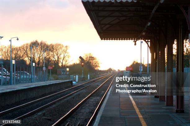 The Great Western Railway. Yatton station. View from eastern end of Up platform looking to Taunton. October 2004, United Kingdom.