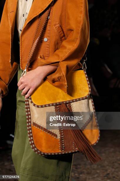 Bag detail at the Alberta Ferretti show during Milan Men's Fashion Week Spring/Summer 2019 on June 15, 2018 in Milan, Italy.