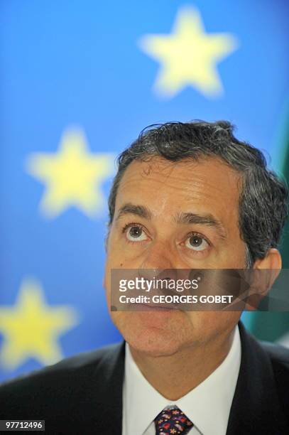 Mexican Minister of Environment and Natural Resources Juan Rafael Elvira Quesada gives a press conference on March 15, 2010 after his meeting with...