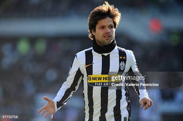 Ribas Da Cunha Diego of Juventus FC looks on during the Serie A match between Juventus FC and AC Siena at Stadio Olimpico di Torino on March 14, 2010...