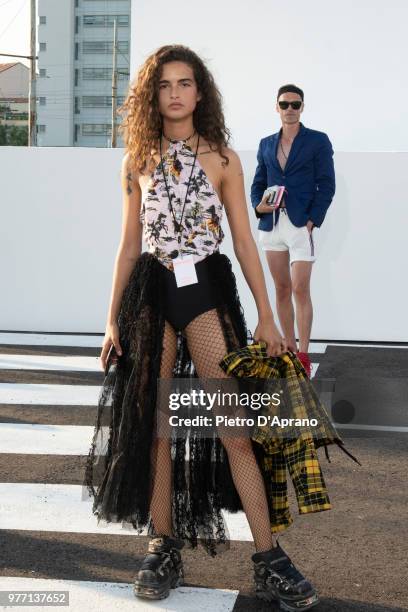 Chiara Scelsi attends the Palm Angels show during Milan Men's Fashion Week Spring/Summer 2019 on June 17, 2018 in Milan, Italy.