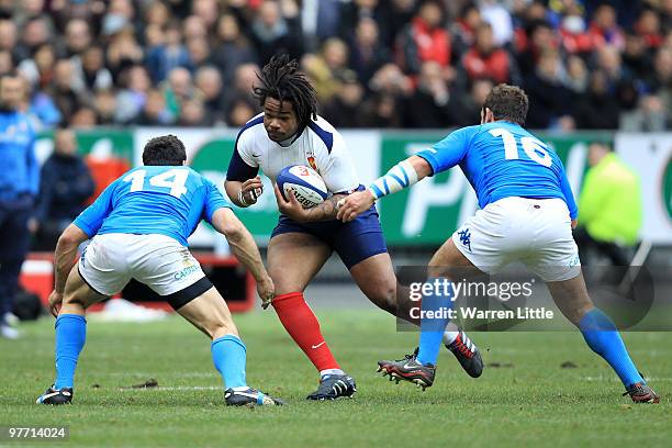 Mathieu Bastareaud of France in action during the RBS Six Nations match between France v Italy at Stade de France on March 14, 2010 in Paris, France.