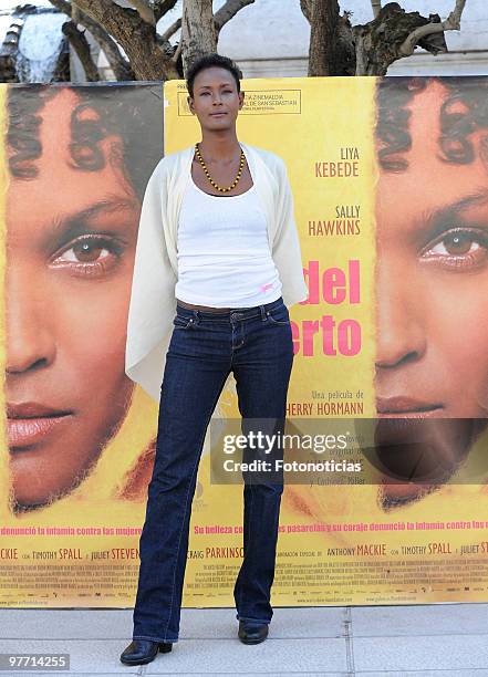 Writer and former model Waris Dirie attends a photocall for 'Flor del Desierto' at Golem Cinemas on March 10, 2010 in Madrid, Spain.