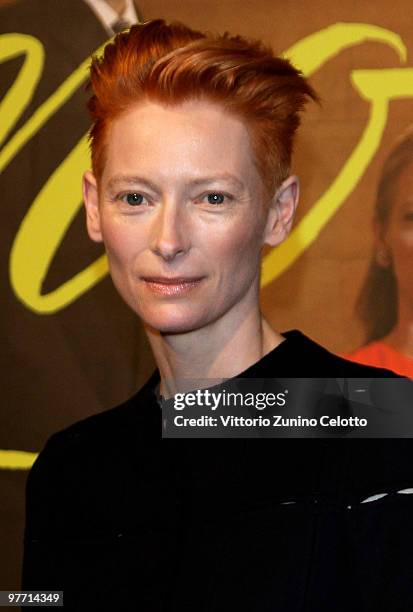 Actress Tilda Swinton attends "Io Sono L'Amore" Milan Photocall held at Cinema Colosseo on March 15, 2010 in Milan, Italy.