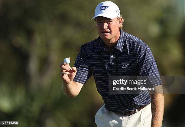 Ernie Els of South Africa during the final round of the 2010 WGC-CA Championship at the TPC Blue Monster at Doral on March 14, 2010 in Doral, Florida.