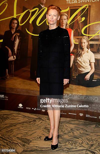 Actress Tilda Swinton attends "Io Sono L'Amore" Milan Photocall held at Cinema Colosseo on March 15, 2010 in Milan, Italy.