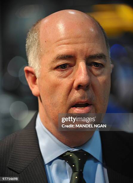 Richard Canny, CEO of THINK electric cars, speaks during an inverview January 26, 2010 at the Washington Auto Show at the Walter E Washington...