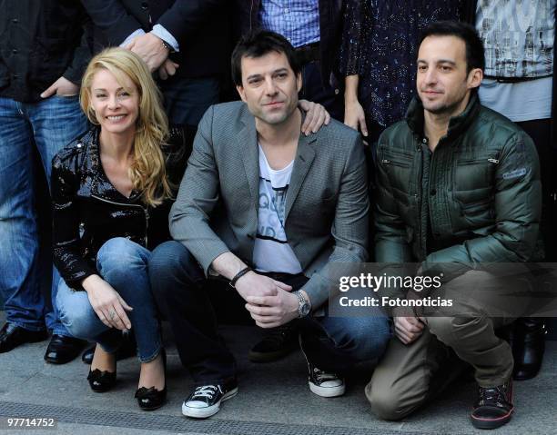 Actress Belen Rueda, director Oskar Santos and director and producer Alejandro Amenabar attend the 'El Mal Ajeno' photocall at Princesa Cinema on...