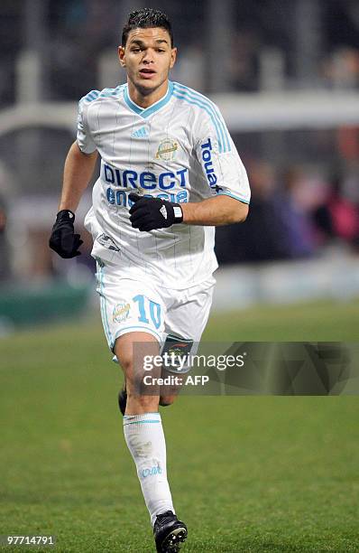 Marseille's midfielder Hatem Ben Arfa runs during the French L1 football match, Toulouse vs Marseille, on March 14, 2010 at the Stadium in Toulouse,...