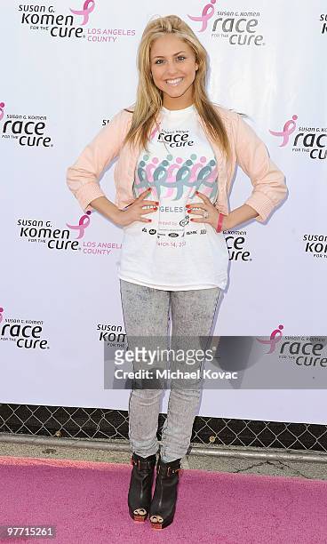 Actress Cassie Scerbo attends the 14th Annual Susan G. Komen LA County Race For The Cure at Dodger Stadium on March 14, 2010 in Los Angeles,...