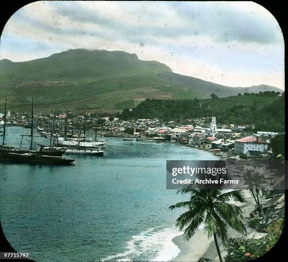 St Pierre and Mont Pelee, Martinique, prior to the devastating eruption of May, 1902