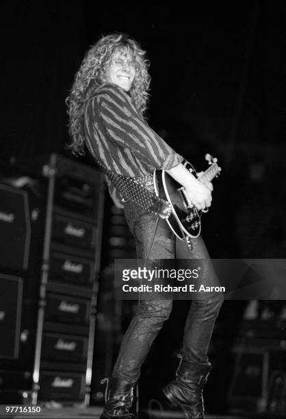 Guitarist John Sykes from Whitesnake performs live on stage in Los Angeles in 1984