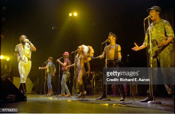 The Village People perform live on stage in new York in 1979 L-R Victor Willis, Randy Jones, David Hodo, Felipe Rose, Glenn Hughes, Alex Briley