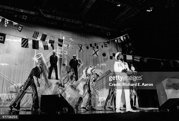 The Village People perform live on stage in new York in 1979 L-R Randy Jones, David Hodo, Felipe Rose, Glenn Hughes, Victor Willis, Alex Briley