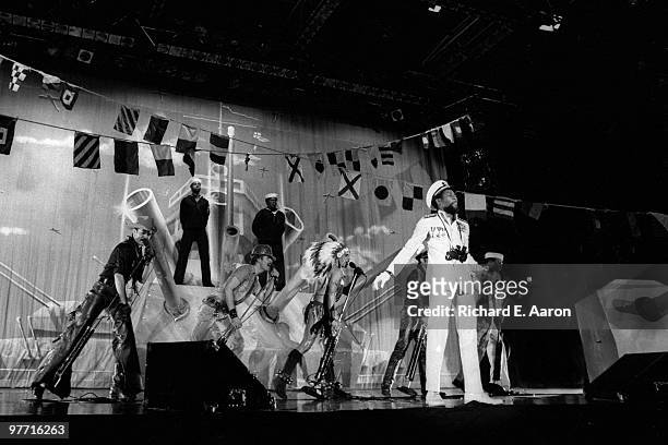 The Village People perform live on stage in new York in 1979 L-R Randy Jones, David Hodo, Felipe Rose, Glenn Hughes, Victor Willis, Alex Briley