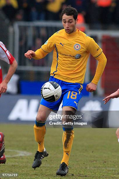 Marco Calamita of Braunschweig during the 3. Liga match between Eintracht Braunschweig and SpVgg Unterhaching at the Eintracht-Stadion on March 13,...