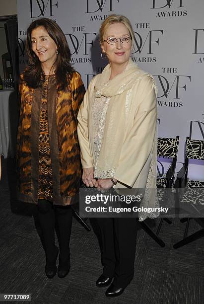 Ingrid Betancourt and Meryl Streep attend the DVF Awards at the United Nations on March 13, 2010 in New York City.