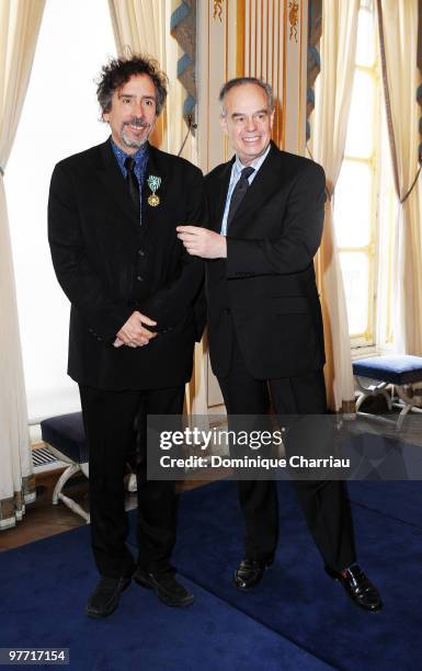 British Director Tim Burton awarded order Of arts and Letters from French Culture minister Frederic Mitterrand at Minister Of Culture on March 15...