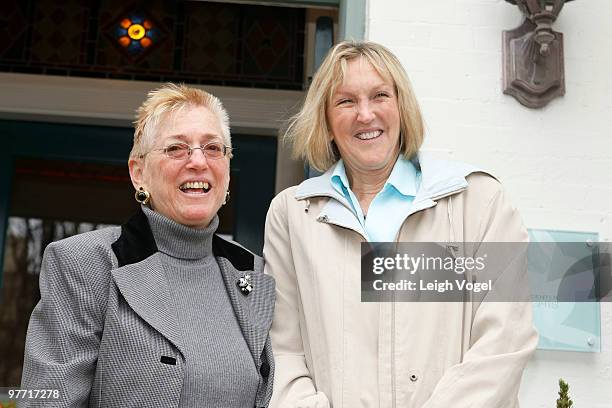 Nanci Alexander and Ingrid Newkirk attend PETA's building dedication at the Nanci Alexander Center for Animal Rights on March 14, 2010 in Washington,...