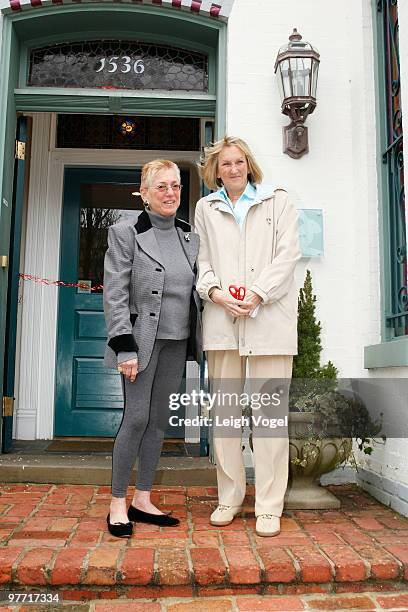 Nanci Alexander and Ingrid Newkirk attend PETA's building dedication at the Nanci Alexander Center for Animal Rights on March 14, 2010 in Washington,...