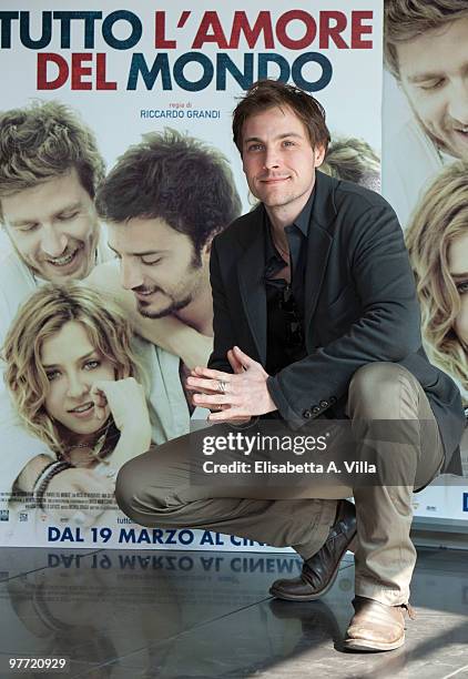 Actor Eros Galbiati attends "Tutto L'Amore Del Mondo" photocall at Adriano Cinema on March 15, 2010 in Rome, Italy.