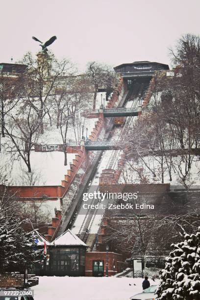 budapest castle hill funicular - budapest funicular stock pictures, royalty-free photos & images