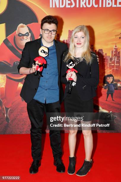 Siphano and guest attend the "Les Indestructibles 2" Paris Special Screening at Le Grand Rex on June 17, 2018 in Paris, France.