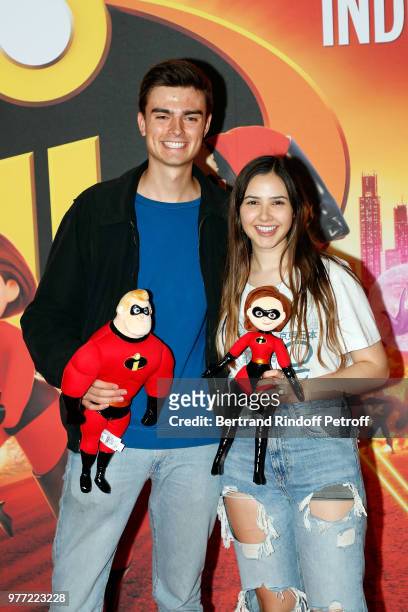 Hugo Decrypt and guest attend the "Les Indestructibles 2" Paris Special Screening at Le Grand Rex on June 17, 2018 in Paris, France.