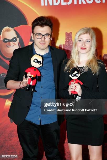 Siphano and guest attend the "Les Indestructibles 2" Paris Special Screening at Le Grand Rex on June 17, 2018 in Paris, France.