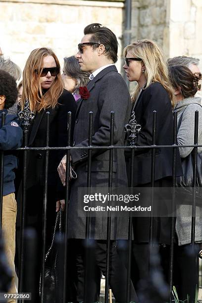Stella McCartney, Jamie Hince and Kate Moss attend the funeral of friend, Jesse on March 15, 2010 in London, England.