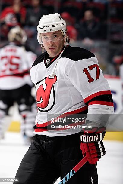Ilya Kovalchuk of the New Jersey Devils skates against the Calgary Flames on March 5, 2010 at Pengrowth Saddledome in Calgary, Alberta, Canada. The...