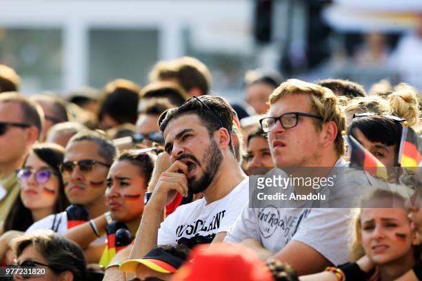 Fans gather for a public viewing event at historical Brandenburg Gate in Berlin, German on June 17 to watch the 2018 FIFA World Cup Russia Group F...