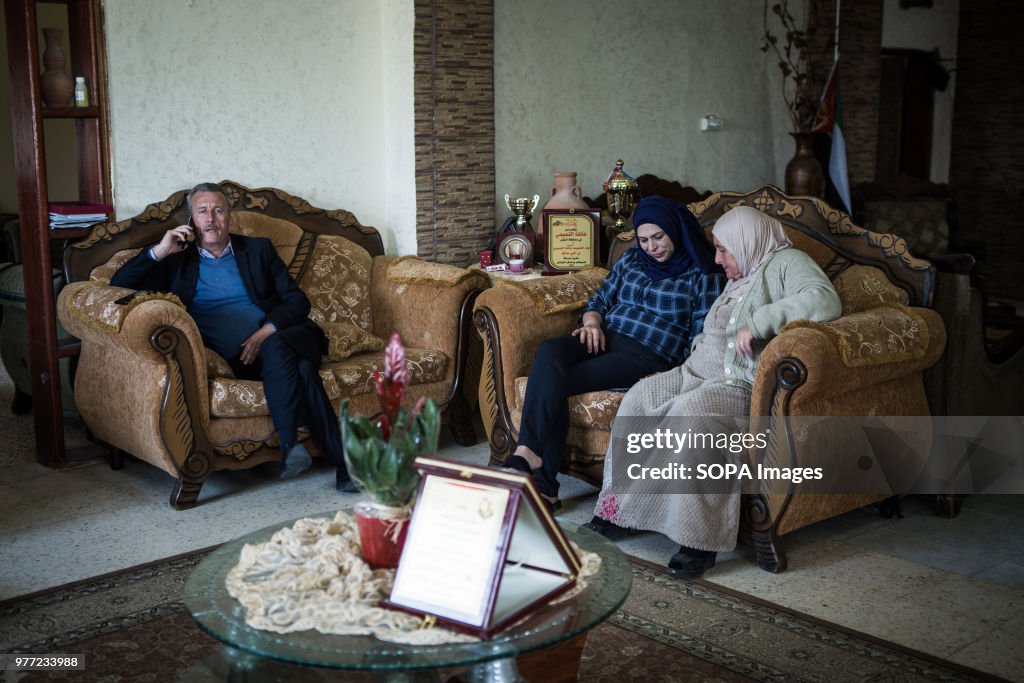 Ahed Tamimi's father in his home in Nabi Salih and his...