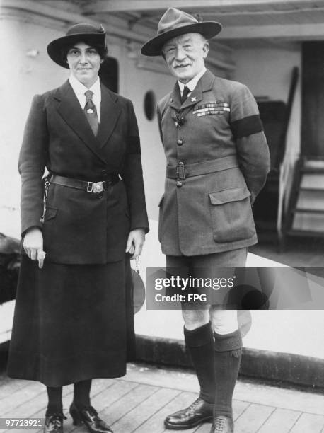 Sir Robert Baden-Powell , founder of the Scout Movement, with his wife Olave Baden-Powell , circa 1925.