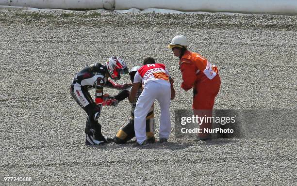 Jaume Masia and Andrea Migno during the Moto 3 GP Catalunya Moto GP, on 17th June in Barcelona, Spain. --