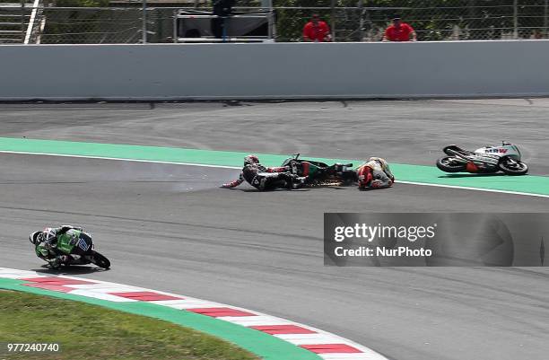 Jaume Masia and Andrea Migno during the Moto 3 GP Catalunya Moto GP, on 17th June in Barcelona, Spain. --