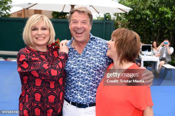 Mary Roos, Patrick Lindner and Nicki during the ARD live tv show 'Immer wieder sonntags' at Europa-Park on June 17, 2018 in Rust, Germany.