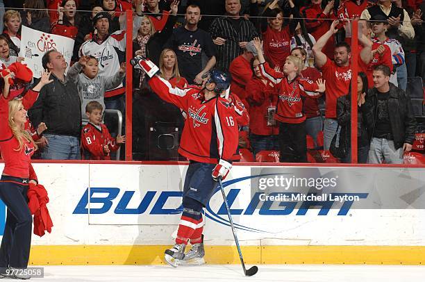Eric Fehr of the Washington Capitals gives a way a puck after a NHL hockey game against the New York Rangers on March 6, 2010 at the Verizon Center...